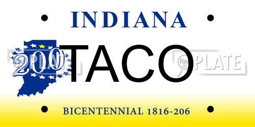 TACO Indiana License Plate