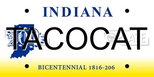 TACOCAT Indiana License Plate