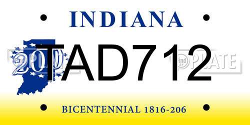 TAD712 Indiana License Plate
