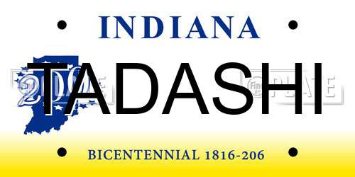 TADASHI Indiana License Plate
