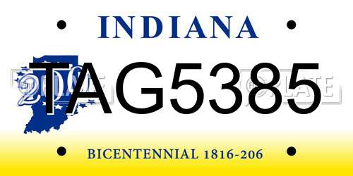 TAG5385 Indiana License Plate