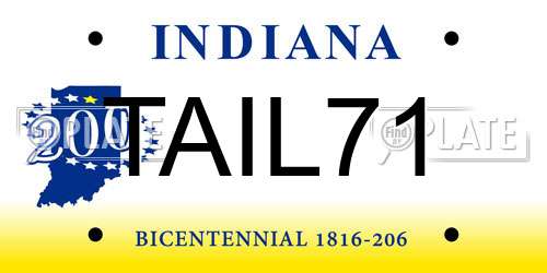 TAIL71 Indiana License Plate