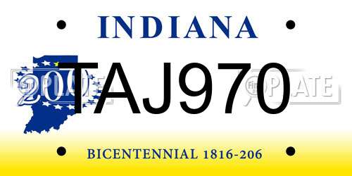 TAJ970 Indiana License Plate