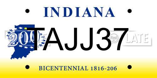 TAJJ37 Indiana License Plate