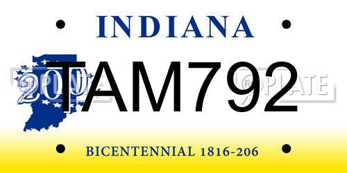 TAM792 Indiana License Plate