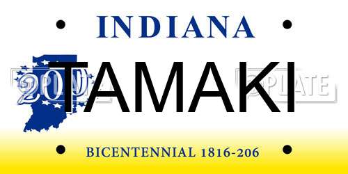 TAMAKI Indiana License Plate