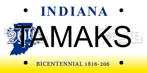 TAMAKS Indiana License Plate