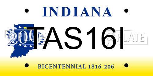 TAS16I Indiana License Plate