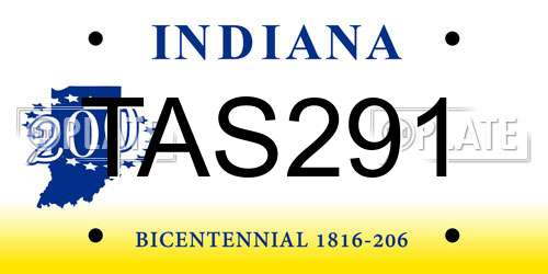 TAS291 Indiana License Plate