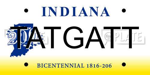 TATGATT Indiana License Plate