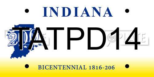 TATPD14 Indiana License Plate