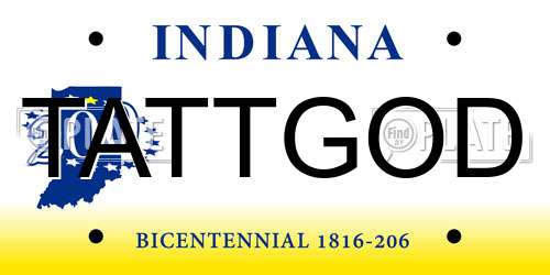 TATTGOD Indiana License Plate