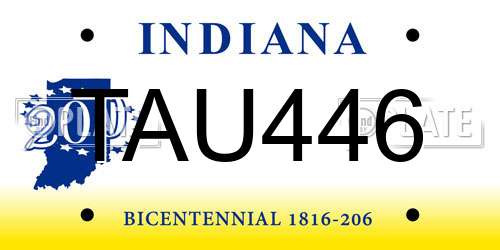 TAU446 Indiana License Plate