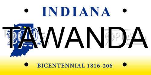 TAWANDA Indiana License Plate