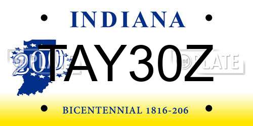 TAY30Z Indiana License Plate