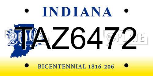 TAZ6472 Indiana License Plate