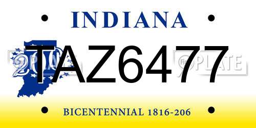 TAZ6477 Indiana License Plate