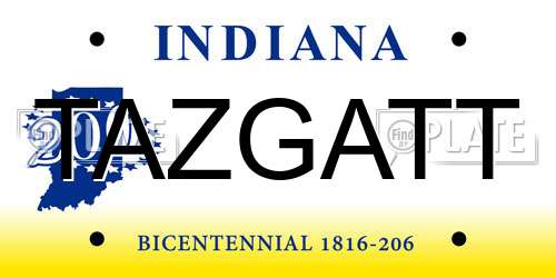 TAZGATT Indiana License Plate