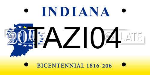 TAZI04 Indiana License Plate