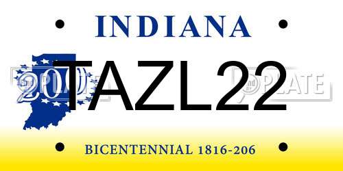 TAZL22 Indiana License Plate