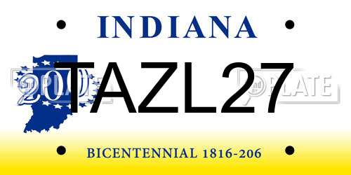 TAZL27 Indiana License Plate