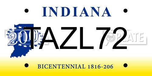 TAZL72 Indiana License Plate