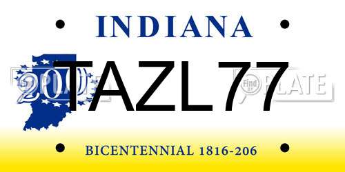 TAZL77 Indiana License Plate