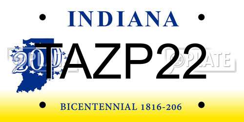 TAZP22 Indiana License Plate