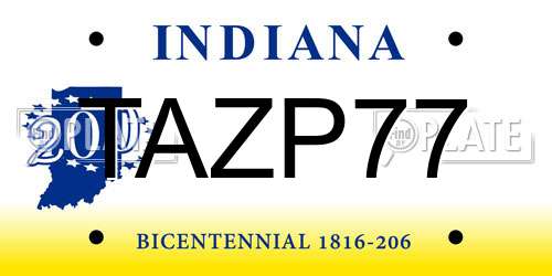 TAZP77 Indiana License Plate
