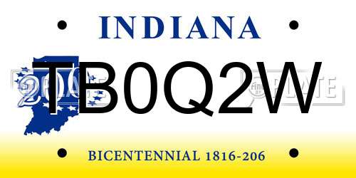 TB0Q2W Indiana License Plate