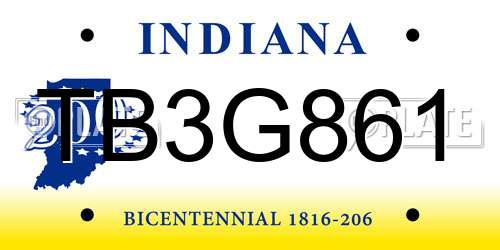 TB3G861 Indiana License Plate