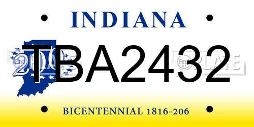 TBA2432 Indiana License Plate