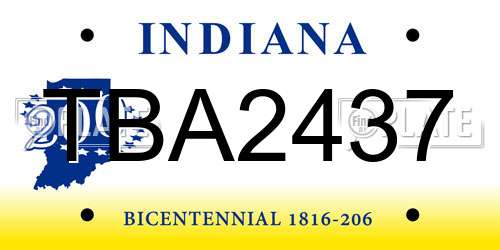 TBA2437 Indiana License Plate