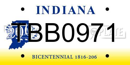 TBB0971 Indiana License Plate