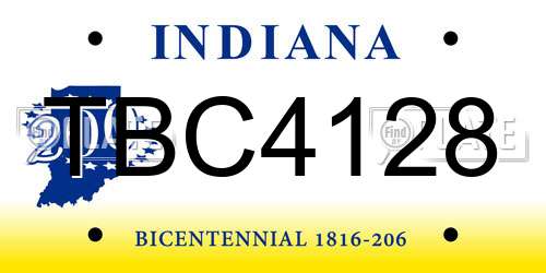 TBC4128 Indiana License Plate