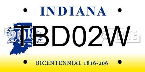 TBD02W Indiana License Plate
