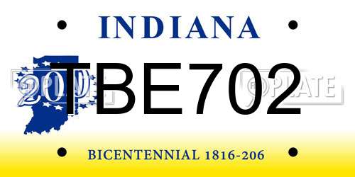 TBE702 Indiana License Plate