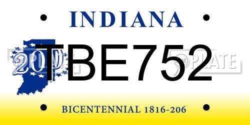 TBE752 Indiana License Plate