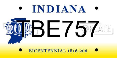 TBE757 Indiana License Plate