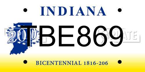 TBE869 Indiana License Plate