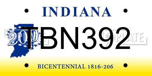 TBN392 Indiana License Plate