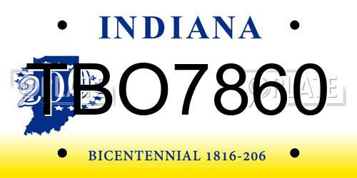 TBO7860 Indiana License Plate