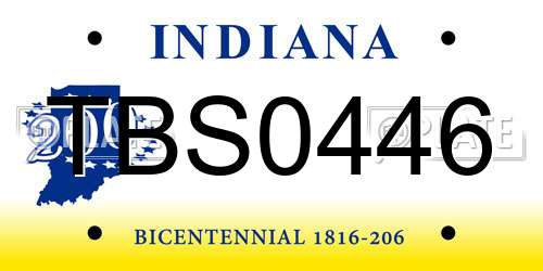 TBS0446 Indiana License Plate