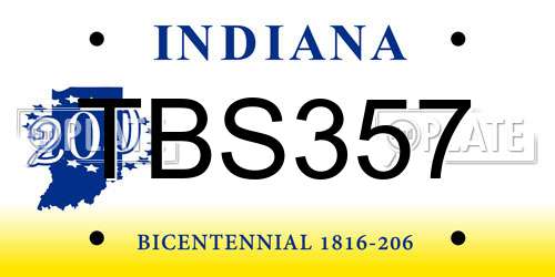 TBS357 Indiana License Plate