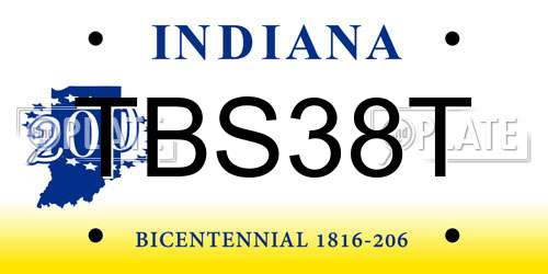 TBS38T Indiana License Plate