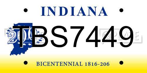TBS7449 Indiana License Plate