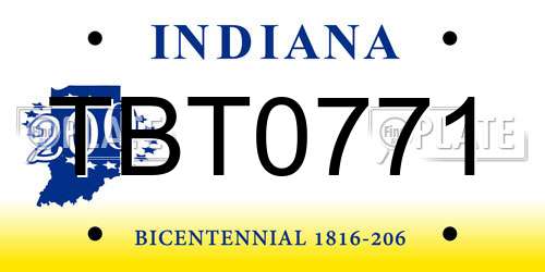 TBT0771 Indiana License Plate