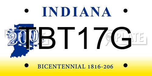 TBT17G Indiana License Plate