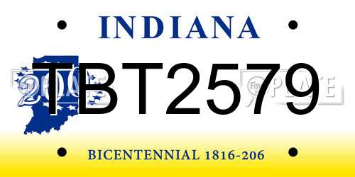 TBT2579 Indiana License Plate