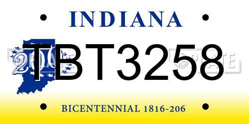 TBT3258 Indiana License Plate